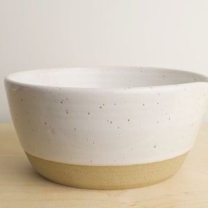 Speckled White Ceramic Mixing Bowl Batter Bowl Bowl with Spout Wet Ingredients Bowl Cookie Dough Bowl Bakers Gift Modern Bowls image 6