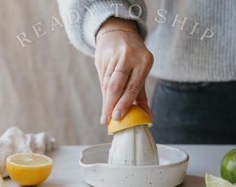 Speckled White Ceramic Citrus Juicer - Handmade Stoneware Reamer