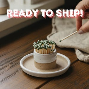 Speckled White Matchstick Holder - Ceramic Matchstick Holder - Handmade Match Striker - Air Plant Holder *Strike anywhere matches ONLY*
