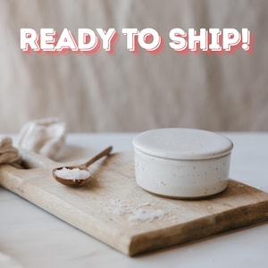 Speckled White Salt Cellar - Ceramic Salt Cellar - Salt Cellar with lid - Salt Pig - Salt Keeper - Salt Container - Stoneware Salt Cellar