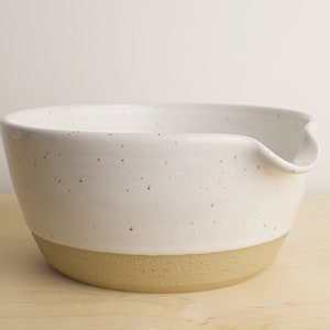 Speckled White Ceramic Mixing Bowl Batter Bowl Bowl with Spout Wet Ingredients Bowl Cookie Dough Bowl Bakers Gift Modern Bowls image 5