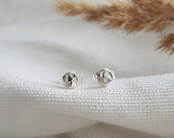 Small Silver Studs, Silver Pebble Studs, Tiny Silver Studs, Hammered Silver Stud Earrings