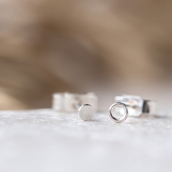 Mismatched Silver Studs, Tiny Silver Studs, Sterling Silver Small Studs, Odd Earrings, Handmade UK