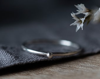 Sterling Silver Stacking Ring, Recycled Silver Ring, Silver Dot Ring, Dainty Silver Ring, Thin Stacking Ring