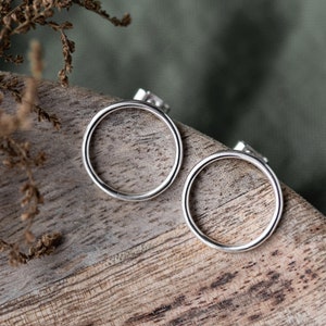 Large Silver Studs, Silver Circle Earrings, Big silver Studs, Recycled Silver Earrings image 1