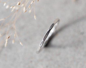 Sterling Silver Stacking Ring, Hammered Silver Band, Slim Silver Ring, Recycled Silver Ring