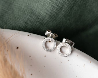 Sterling Silver Link Stud Earrings, Simple Circle Earrings, Recycled Silver