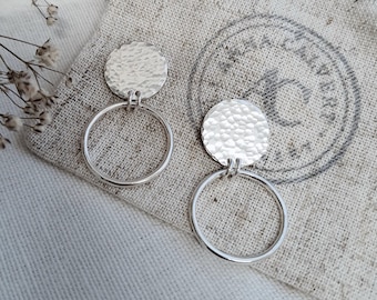 Silver Honesty Earrings With Hammered Finish, Disc Earrings With Textured Finish Adding Twinkle And Shine to a Classic Timeless Design