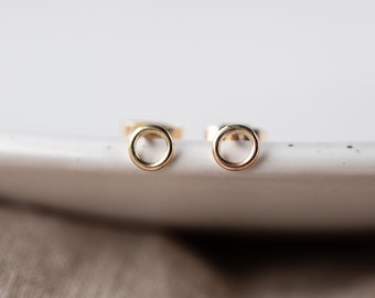 9ct Gold Stud Earrings, Simple Gold Studs, Small Gold Earrings, Circle Studs