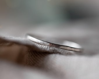 Silver Stacking Ring,  Hammered Silver Band, Textured Silver Ring, Dainty Ring, Thin Silver Ring