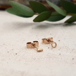 Mismatched 9ct Gold Stud Earrings, Small Gold Studs, Tiny Gold Earrings, Odd Earrings image 1