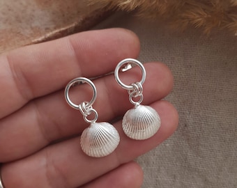 Silver Cockle Earrings, Beach Theme Earrings,  Coastal Theme Sterling Silver Earrings, Eco Friendly Handmade Classic Design