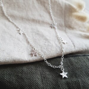 Silver Stars Necklace, Dainty Star Necklace, 5 Star Necklace , Star Charm Necklace, Recycled Silver, Handmade UK image 2