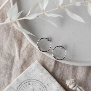 Large Silver Studs, Silver Circle Earrings, Big silver Studs, Recycled Silver Earrings image 2