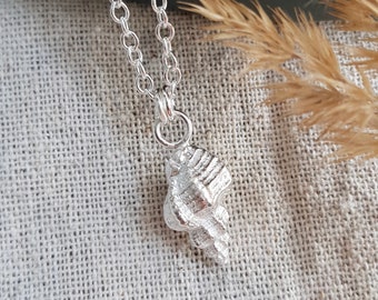 Silver Whelk Pendant Necklace, Silver Charm Necklace, Beach Theme Sterling Silver Necklace, 925 Handmade Eco Friendly Necklace, Coast Theme