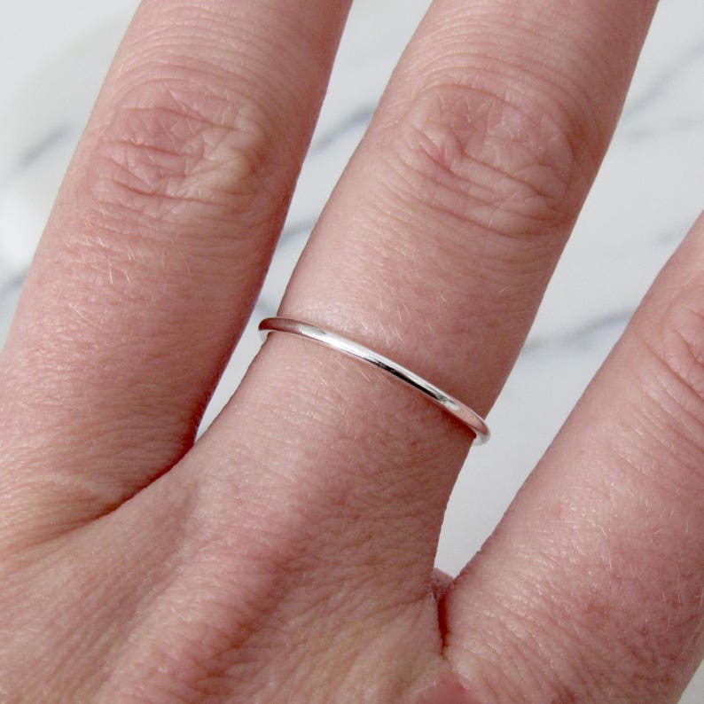 Plain Silver Stacking Ring, Simple Silver Band, Thin Silver Ring, Dainty Silver Ring image 4