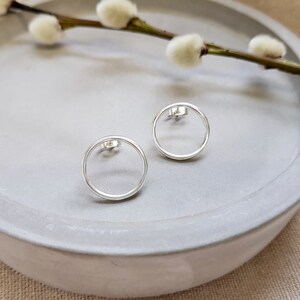 Large Silver Studs, Silver Circle Earrings, Big silver Studs, Recycled Silver Earrings image 3