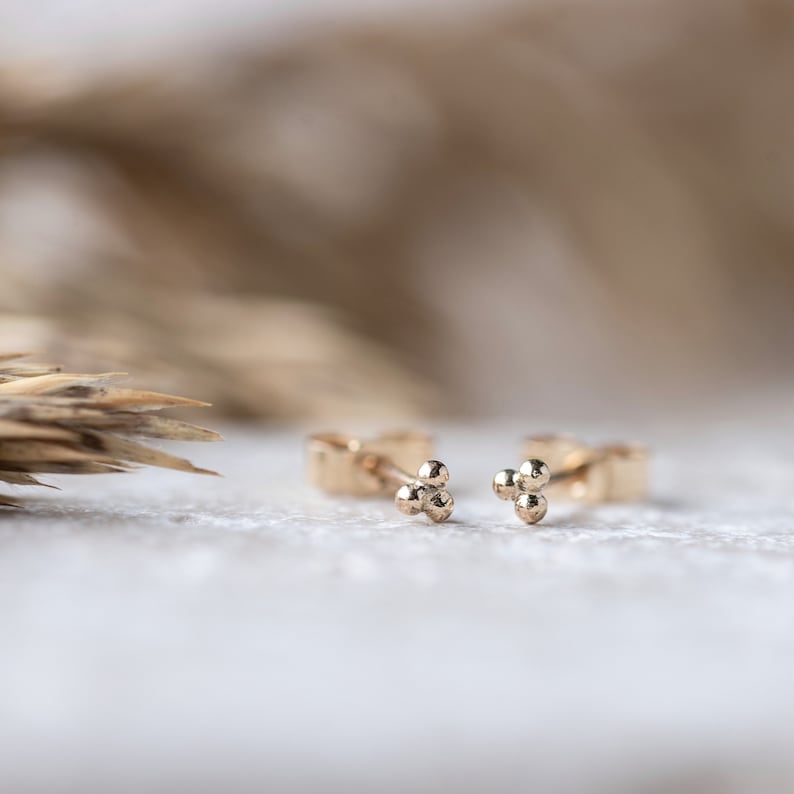 Tiny 9ct Gold Stud Earrings, 9ct Gold Studs, Tiny Stud Earrings, Gold Triangle Studs image 1
