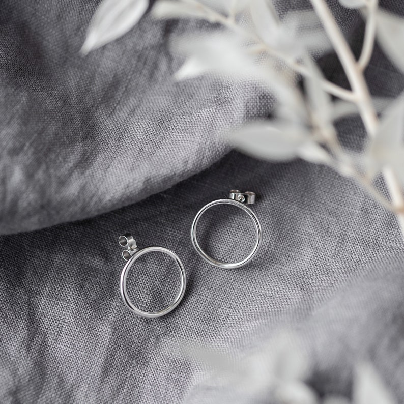 Large Silver Studs, Silver Circle Earrings, Big silver Studs, Recycled Silver Earrings image 5