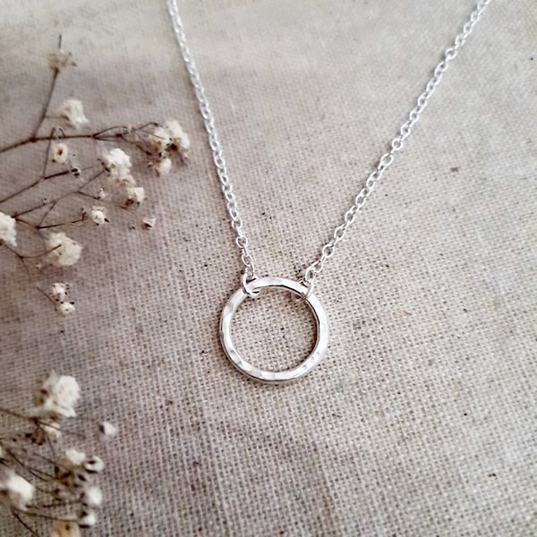 Silver Link Necklace, Handmade Silver Circle Necklace, Silver Cherish Necklace, Handmade Jewellery UK