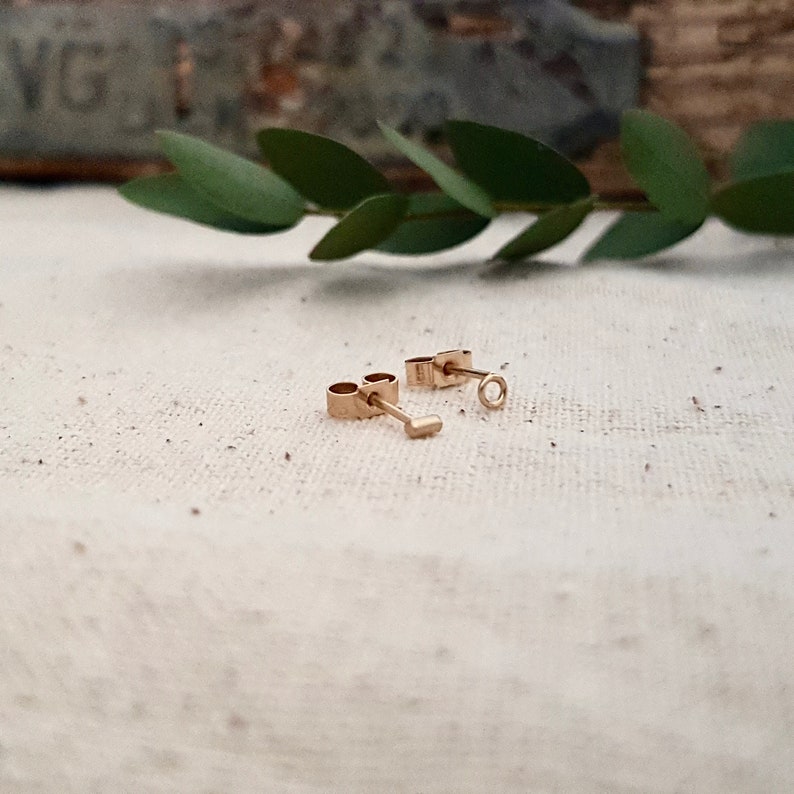 Mismatched 9ct Gold Stud Earrings, Small Gold Studs, Tiny Gold Earrings, Odd Earrings image 4