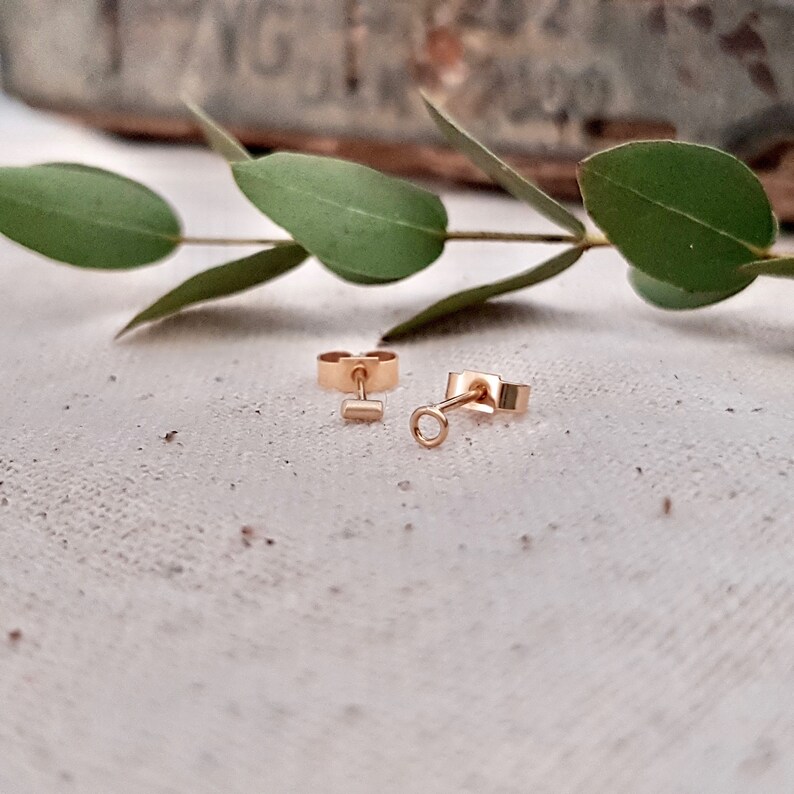 Mismatched 9ct Gold Stud Earrings, Small Gold Studs, Tiny Gold Earrings, Odd Earrings image 2