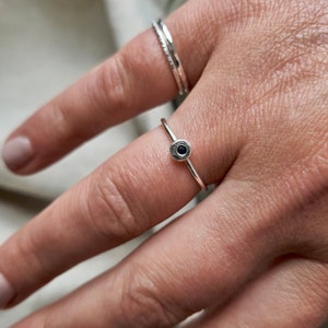 Sapphire Stacking Ring, Gemstone Stacking Ring, Slim Silver Stacking Ring, Eco Friendly Gift image 5