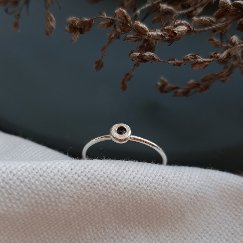 Sapphire Stacking Ring, Gemstone Stacking Ring, Slim Silver Stacking Ring, Eco Friendly Gift image 1