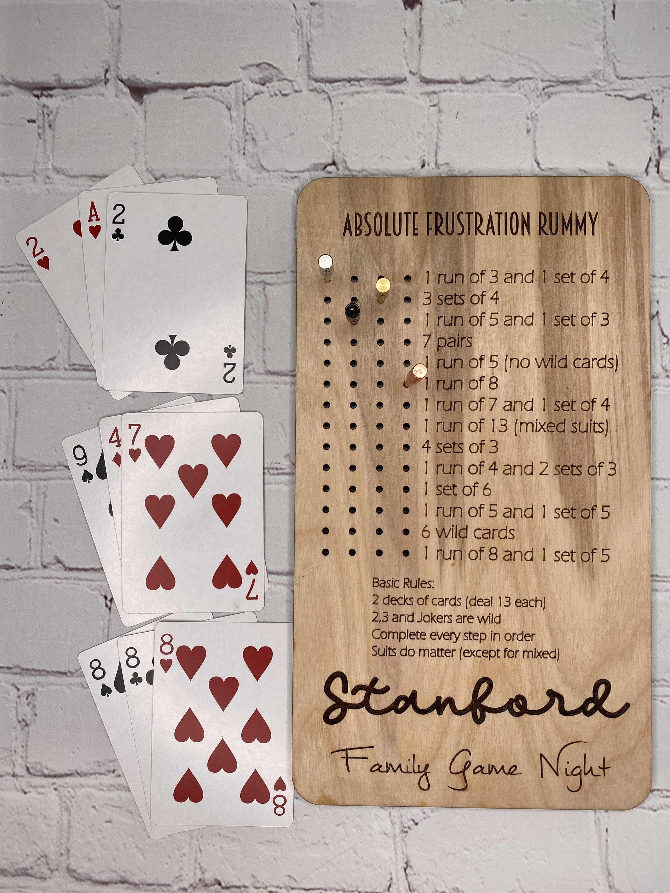 Frustration Rummy Card Game Wood Card Game Personalized - Etsy