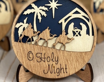 Nativity Round Sign with Stand