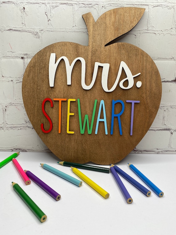 Personalized Apple Teacher Sign | Etsy