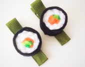 Items similar to One Pair of Sushi hair clips on Etsy