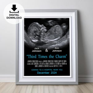 Revelación de embarazo personalizada / Anuncio de bebé al estilo Hollywood / Póster de película digital o invitación