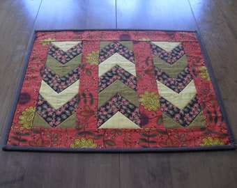 Fall quilted table topper orange and brown