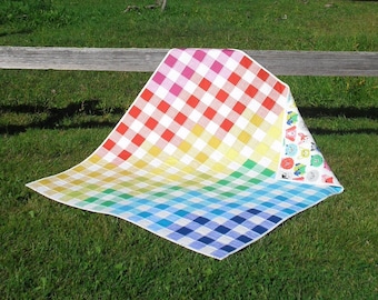 Gingham Rainbow baby quilt downloadable pdf pattern