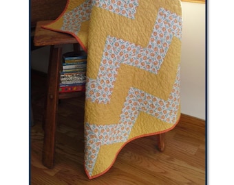 Z is for Zig Zag easy baby quilt pattern - pdf pattern