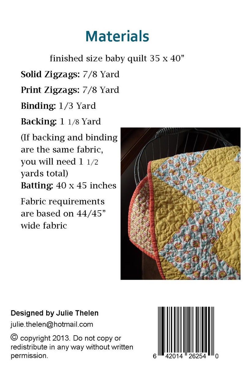 Z is for Zig Zag easy baby quilt pattern pdf pattern image 2