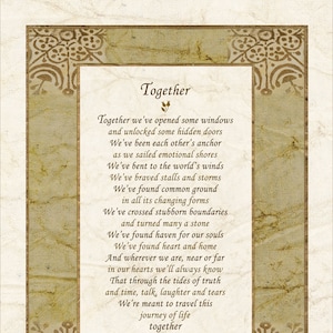 TOGETHER - Anniversary, wedding, family poem by Terah Cox