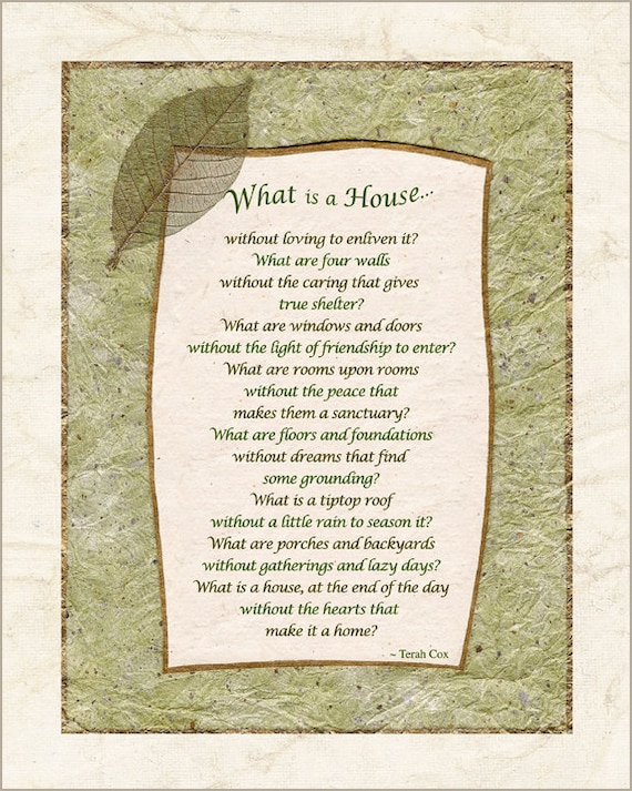 What Is A House By Terah Cox Home Housewarming Poem For Etsy