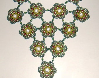 OOAK HANDMADE. Stunning Waterfall Style Fine Glass Beaded Necklace.