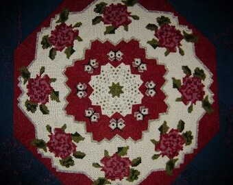 OOAK HANDMADE. Beaded Rose Glass Table Mat.