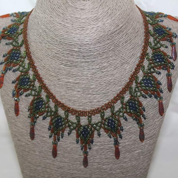 OOAK Stunning Ukrainian Glass Beadwork Style Necklace