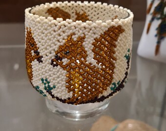 OOAK Sassy Squirrel Glass Candleholder
