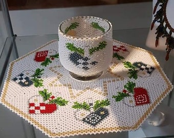 Danish  Beaded Hearts of Hygge Christmas Woven Hearts Table Ornamental