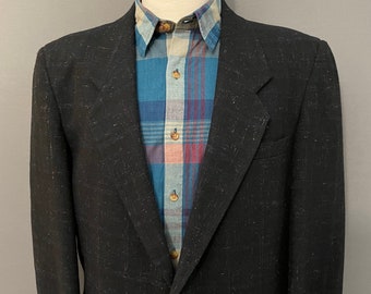 Two Button Front DISTRESSED CONDITION Gray Herringbone Wool Blazer 80s NORDSTROM Sport Coat