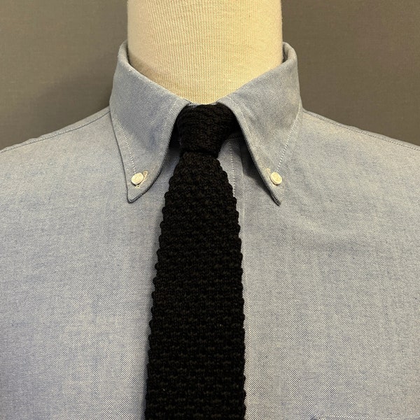 1970s Black Wool Men's Knit Straight Hem Tie by JC Penney