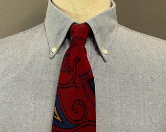 c1990s Polo Ralph Lauren Crimson/Blue/Gold Paisley Silk Tie
