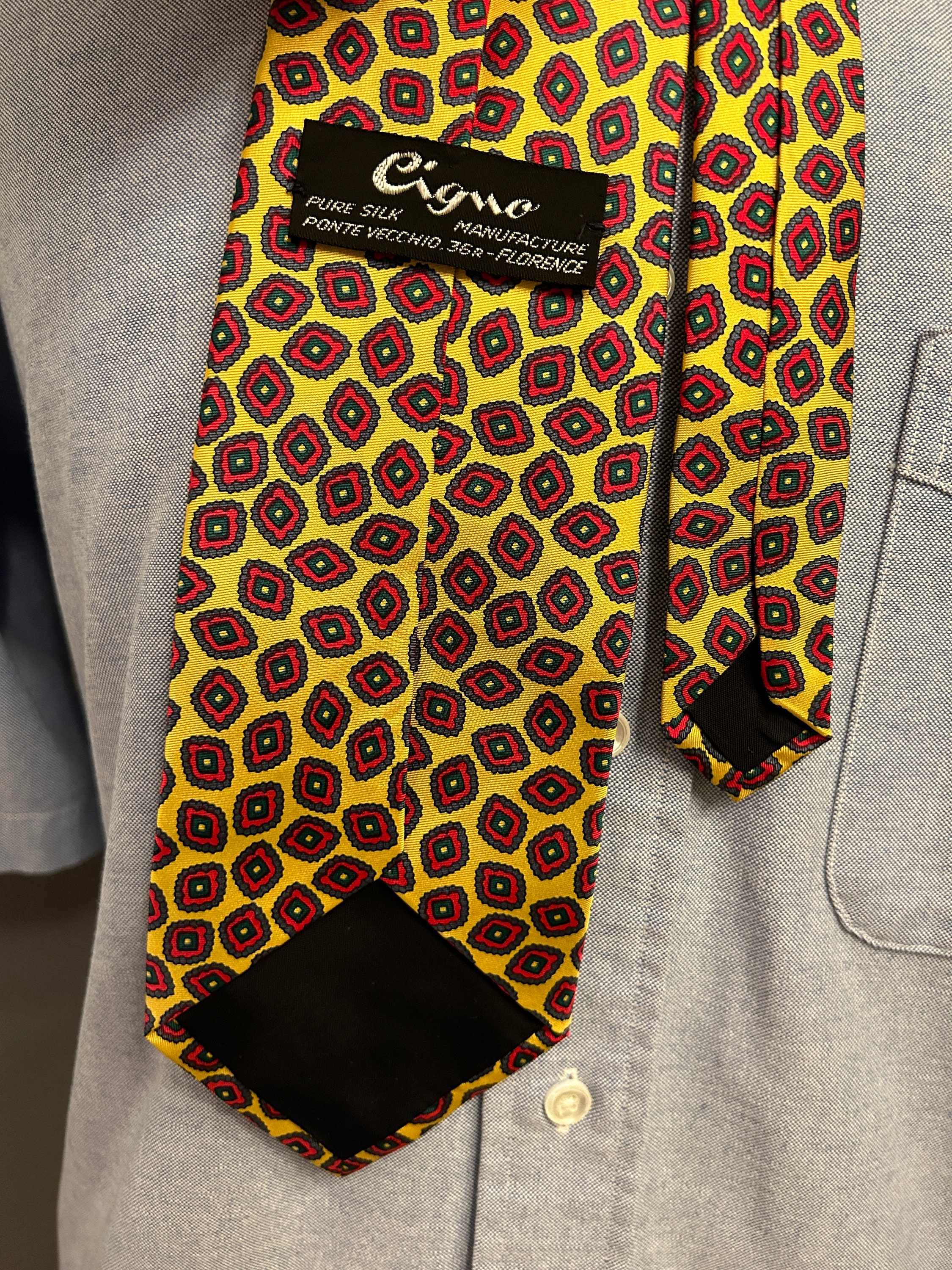 Cravate En Soie Italienne Tie Your Tie Rayée Jaune Pâle - Neuf Avec étiquettes
