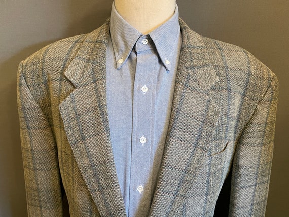 1980s Missoni Uomo Men's Plaid Wool/Linen 3-Butto… - image 3