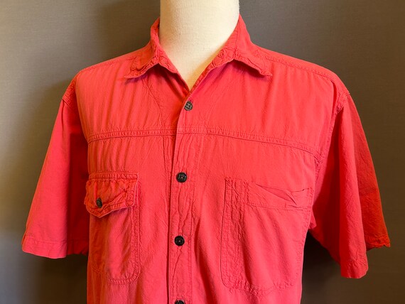 1980s Tomato Red Unisex Short Sleeve Cotton Garme… - image 3